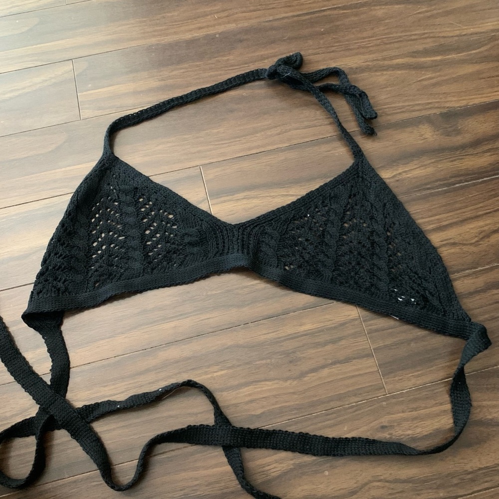 Crocheted black top